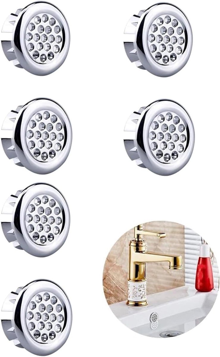 Gootsteen Overloopring - Afvoerdop Inzetstuk - Badkamer Afwerking - Verzilverd ABS Plastic - 30 x 14 mm - Zilver