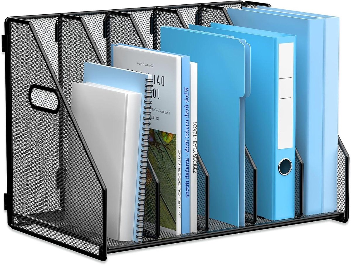 Bureaumap Organizer - Dossierhouder Rek - Bureau Ordenen - 5 Verticale Compartimenten - 42 x 25 x 30 cm - Zwart