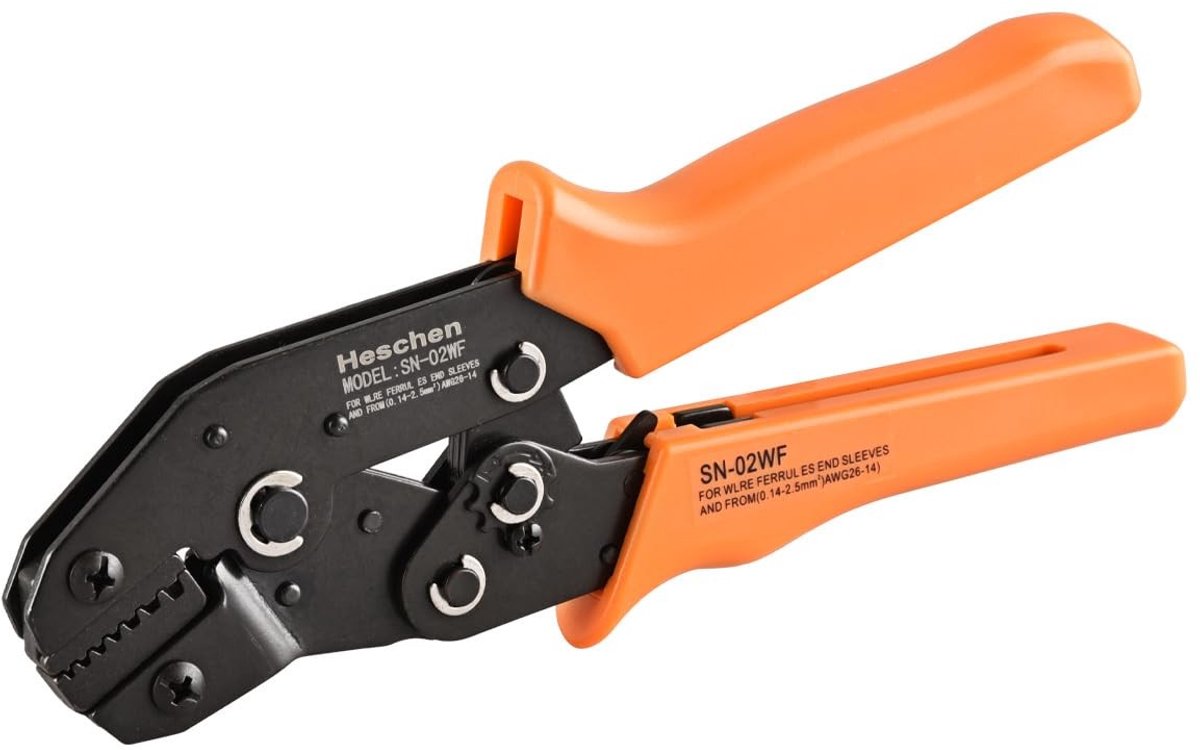 Allecto - Mini Ratchet Crimper - Crimping Tool - Lichtgewicht en compact - 0.14-2.5mm² - Kabels en connectoren - Geschikt voor hobbyisten - Oranje
