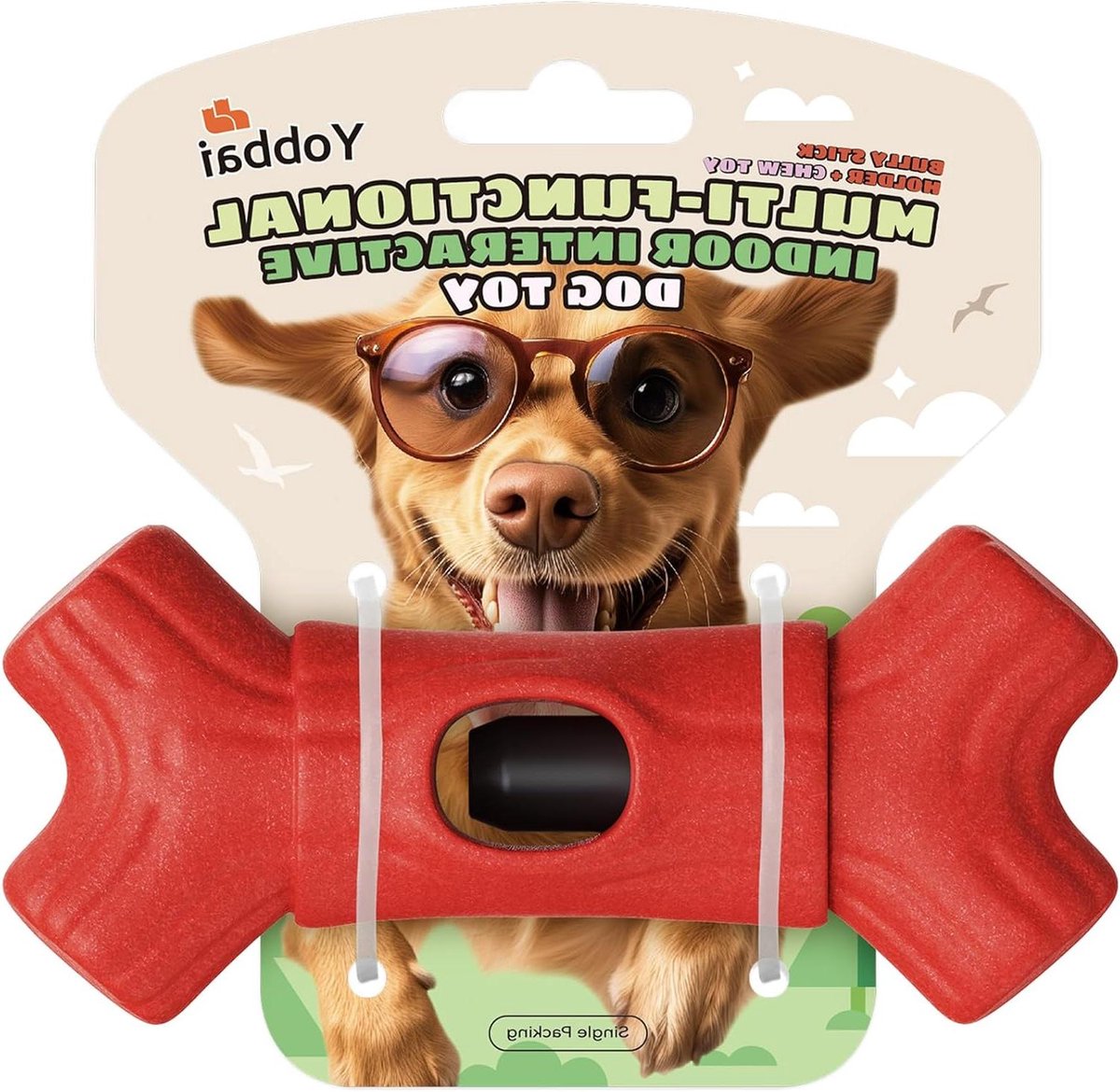 Bully Stick Houder - Kauwspeelgoed Hond - Veilig Kauwen - Anti-verstikking Klem - Voor Grote Honden - Rood