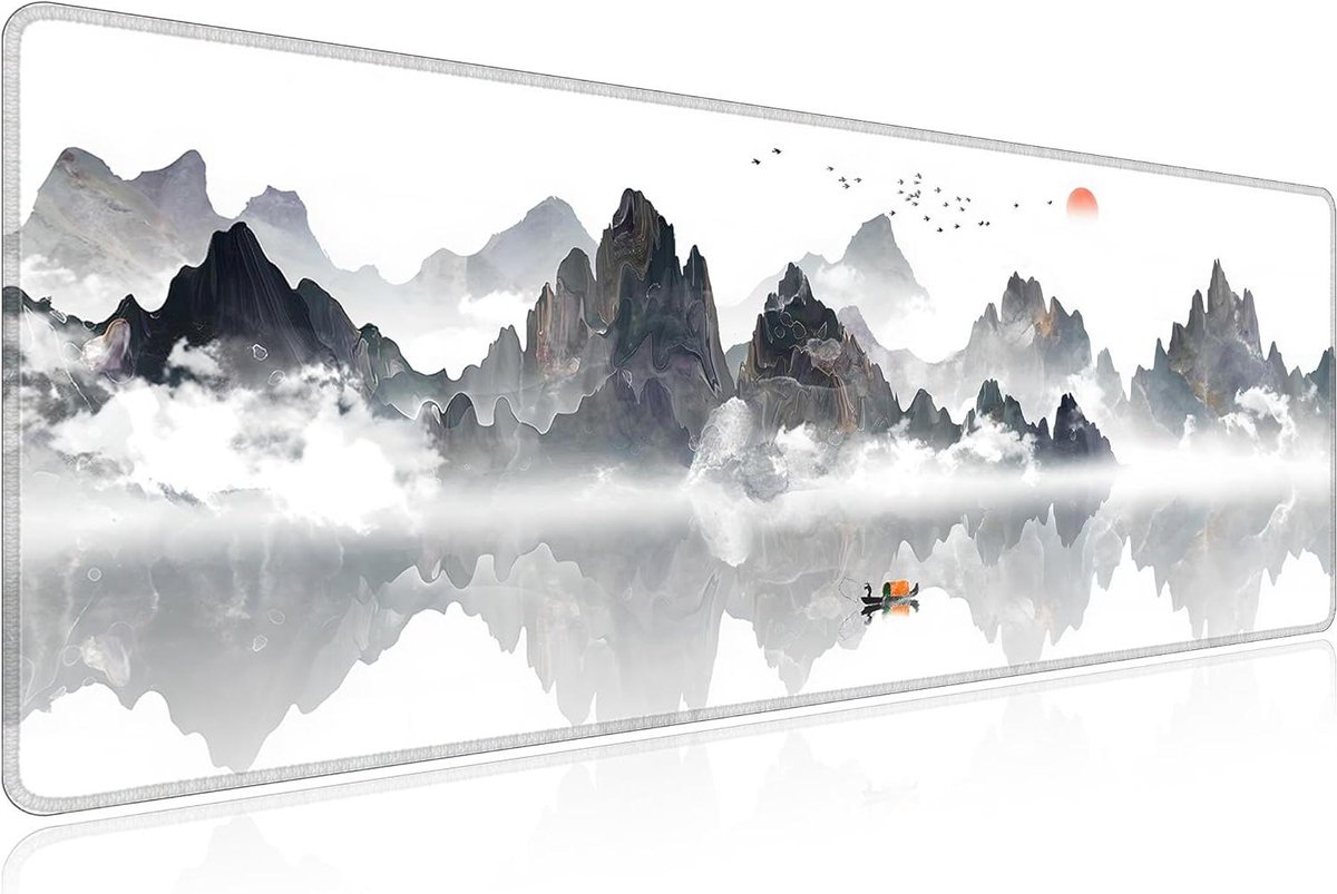 XXL Muismat - Bureauonderlegger Beschermingsmat - Gaming en Kantoor - Antislip Rubberen Basis - 140 x 50 cm - Stijl 2