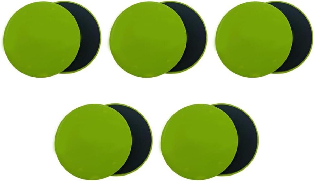 Glijpads voor Core Training - Sliders Fitness Discs - Core Versterken - Dubbelzijdig Ontwerp - 10 stuks - Grasgroen