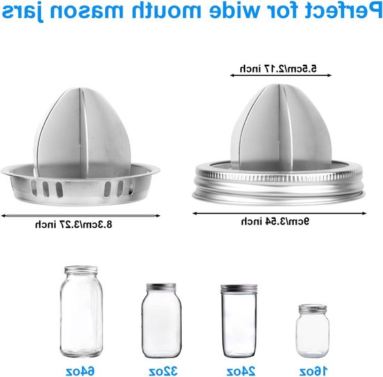 Set van 2 RVS Sapdeksels voor 86mm Weckpot - Verbeterd Handmatig Juicer Deksel voor Citrusvruchten zoals Citroen, Sinaasappel en Limoen — afbeelding 5