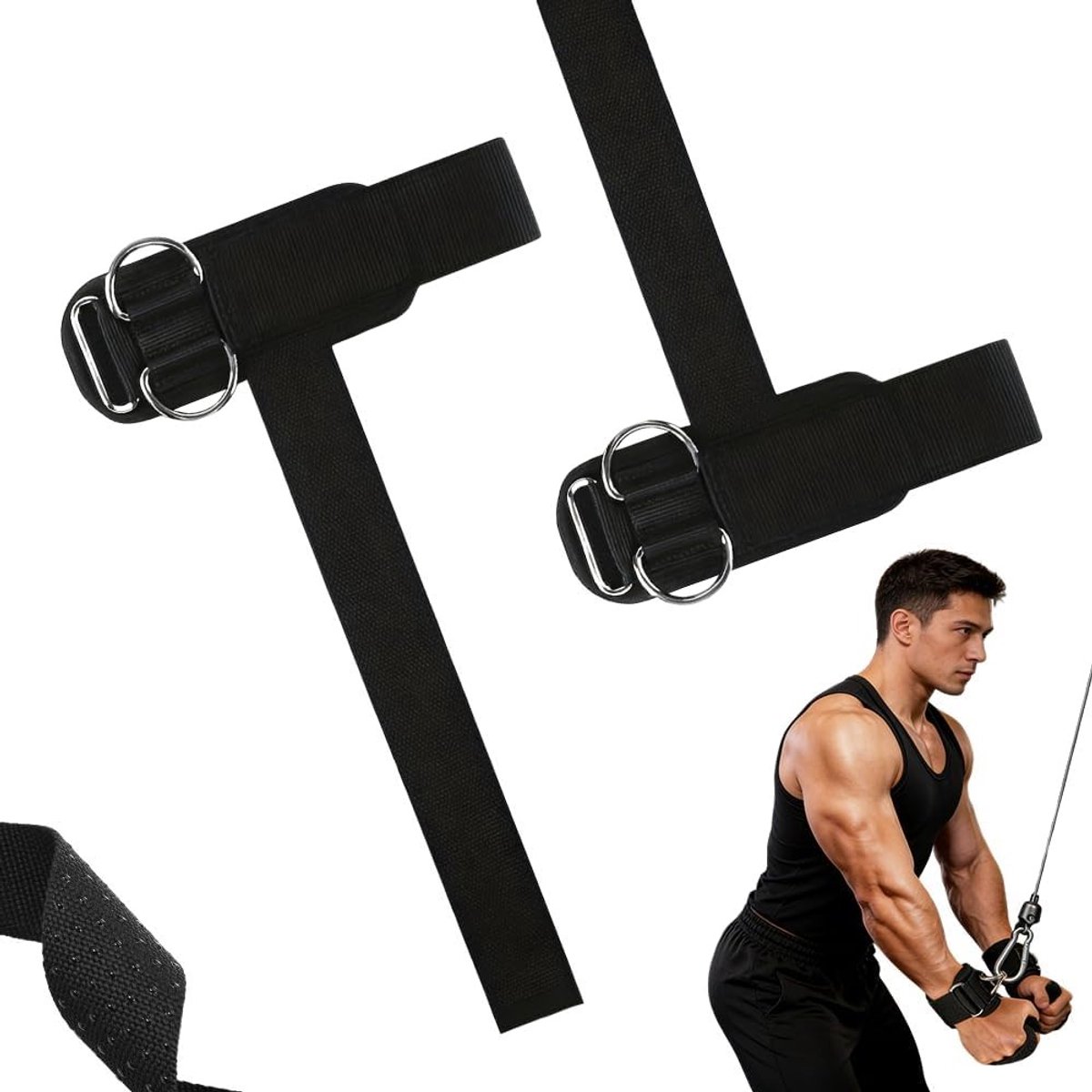 Gewichtheffen Straps met D-ringgesp en Polssteun voor Veiligheid en Comfort tijdens Kabeltraining in de Fitnessstudio