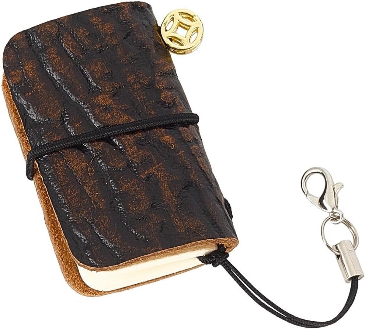 Klein navulbaar zaknotitieboek van echt leer, handgemaakt met reliëf, perfect voor reisnotities, journaling en creatieve aantekeningen.