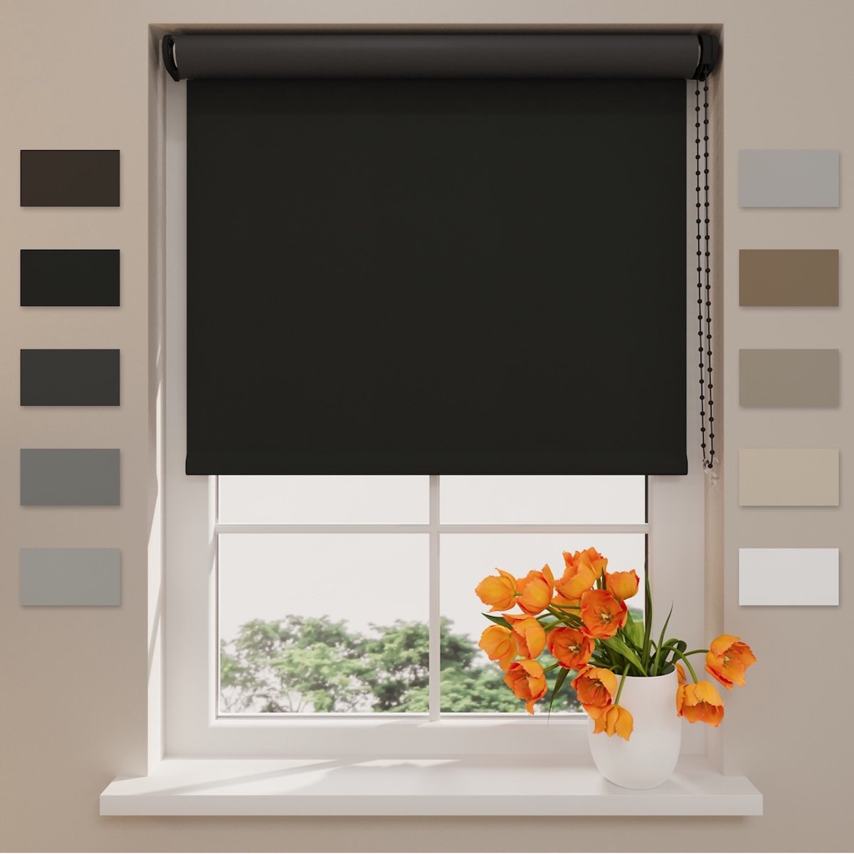 DTCH® Rolgordijn Verduisterend - Easy Match - Zwart - 85 x 190 cm - Rolgordijn zonder boren - Maten van 40 t/m 240 cm breed