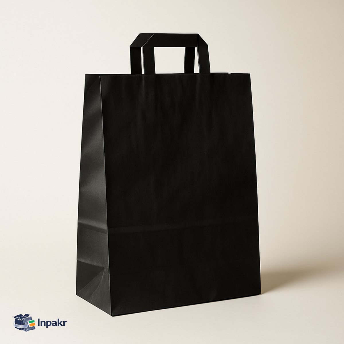 Inpakr Papieren Draagtassen - 250 stuks - 320x140x420 mm - Zwart Papieren Tasjes - 32.0x14.0x42.0 cm - 80gr/m2 Kraftpapier - Papieren Zakjes Webshop