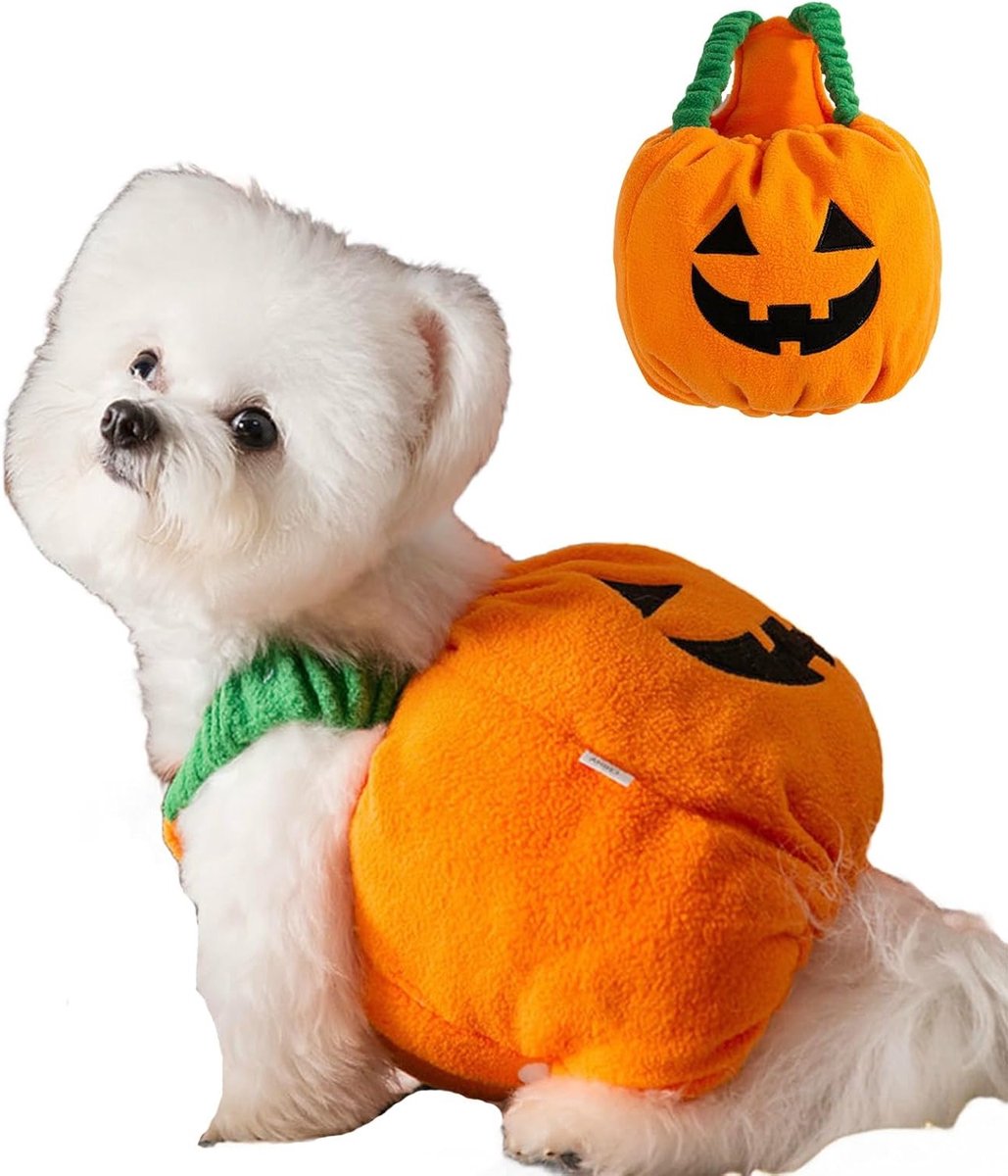 Schattig pompoen kostuum voor kleine honden en katten - Lichtgewicht Halloween outfit voor huisdieren, perfect voor feesten en fotoshoots