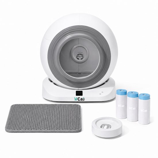 Automatische Kattenbak - Zelfreinigende Kattenbak - Inclusief App - Met kattenbakmat en 3 rollen opvangzakjes - 82L XXL- WCAT K1200