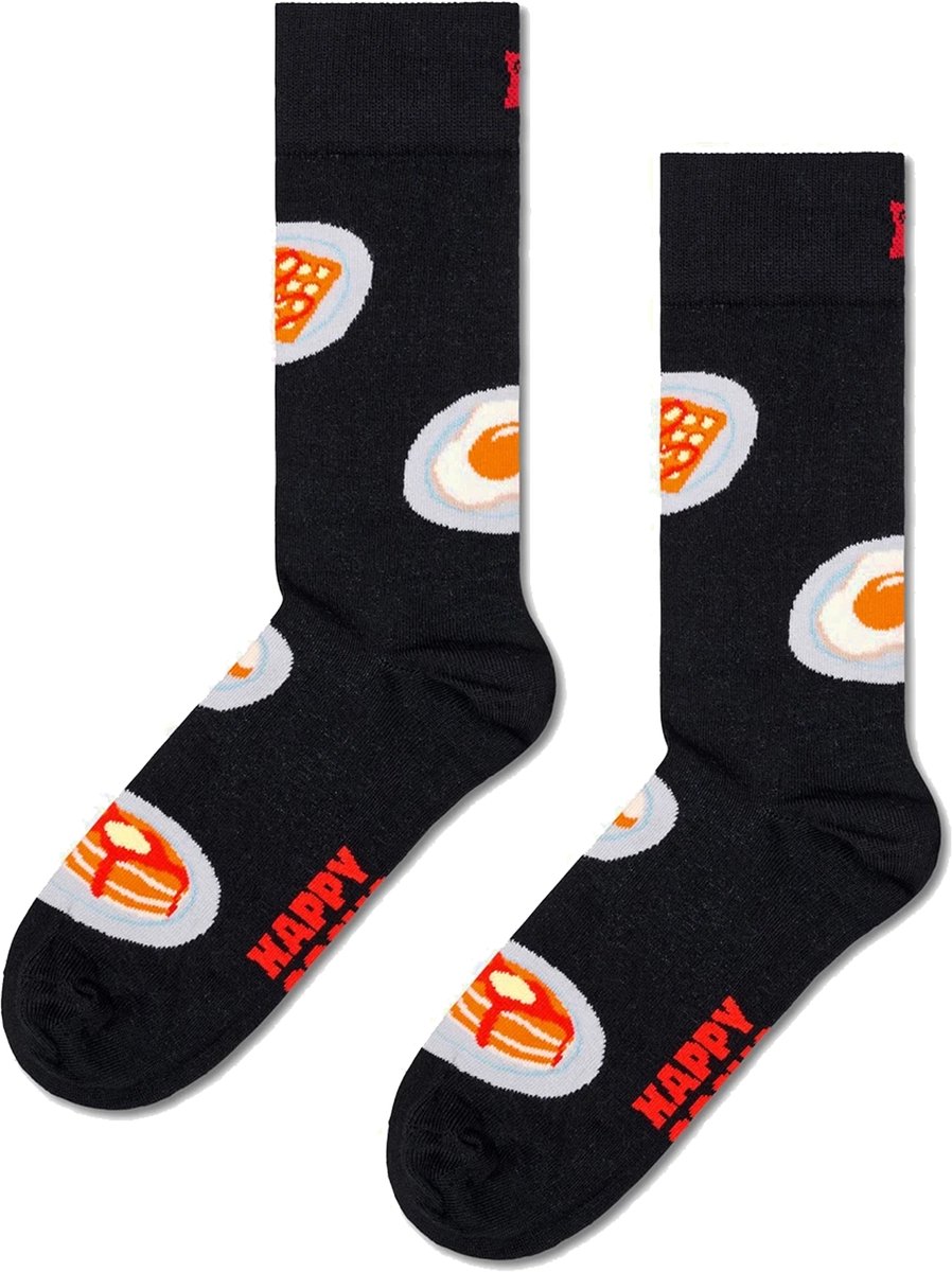 Happy Socks Breakfast Sock - unisex sokken - zwart - Unisex - Maat: 36 - 40