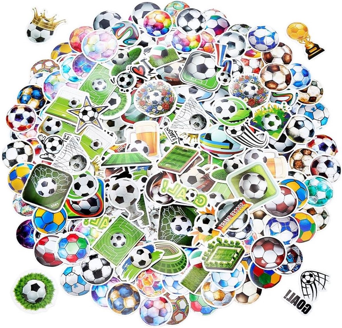 250 Stuks Voetbalthema Stickers - Zelfklevende Stickers voor Scrapbooking, Flessen en Sportfeesten