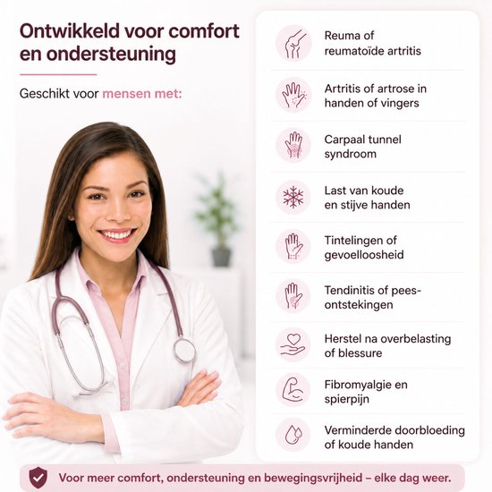 KANGKA® Reuma Compressie Handschoenen - Open vingertoppen voor Bewegingsvrijheid - Verlichting van Artritis en Reumatische Pijn - Maat L - Roze Kleur