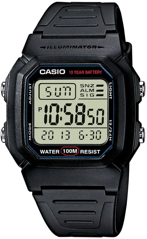 Casio Vintage Edgy W-800H-1AVES Herenhorloge 36,8 mm - Zwart