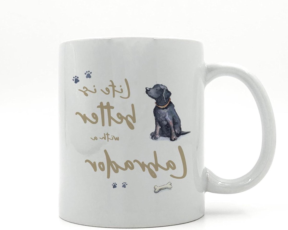 Keramische Mok - Koffiemok Huisdier - Dagelijks Gebruik - Uniek Honden Design - 316 Gram - Wit