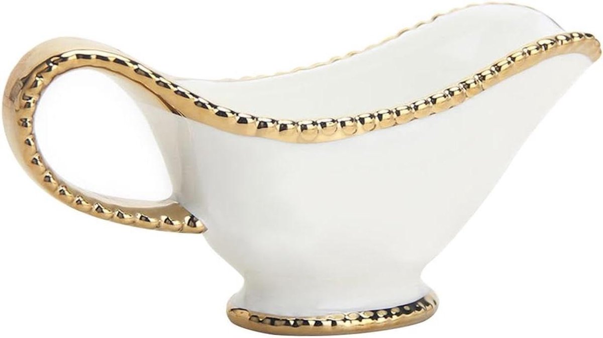 Prachtige sauskommen - Juskom elegant - Eetervaring verrijken - Gouden rand - 165 cm - Wit