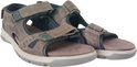 Bruine nubuck sandalen met klittenbandsluiting, logo en een taupekleurige zool.