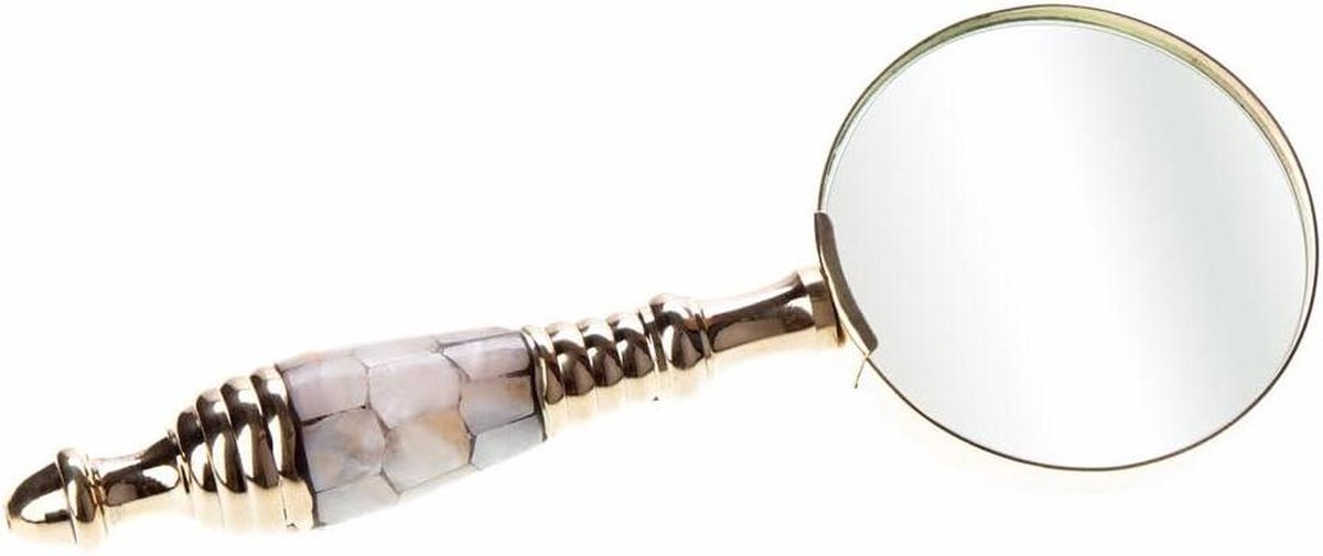 Leesloep Parelmoer - Vergrootglas Handloep - Lezen Vergroten - Antieke Stijl - 20 cm - Zilver