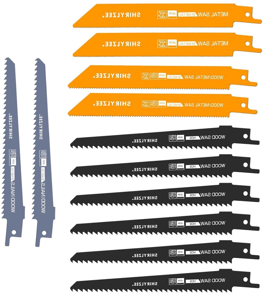 Reciprozaagbladen Set - Metaal Hout Bladen - Snel Zagen - Universele Handgreep - 12 Stuks - Zwart