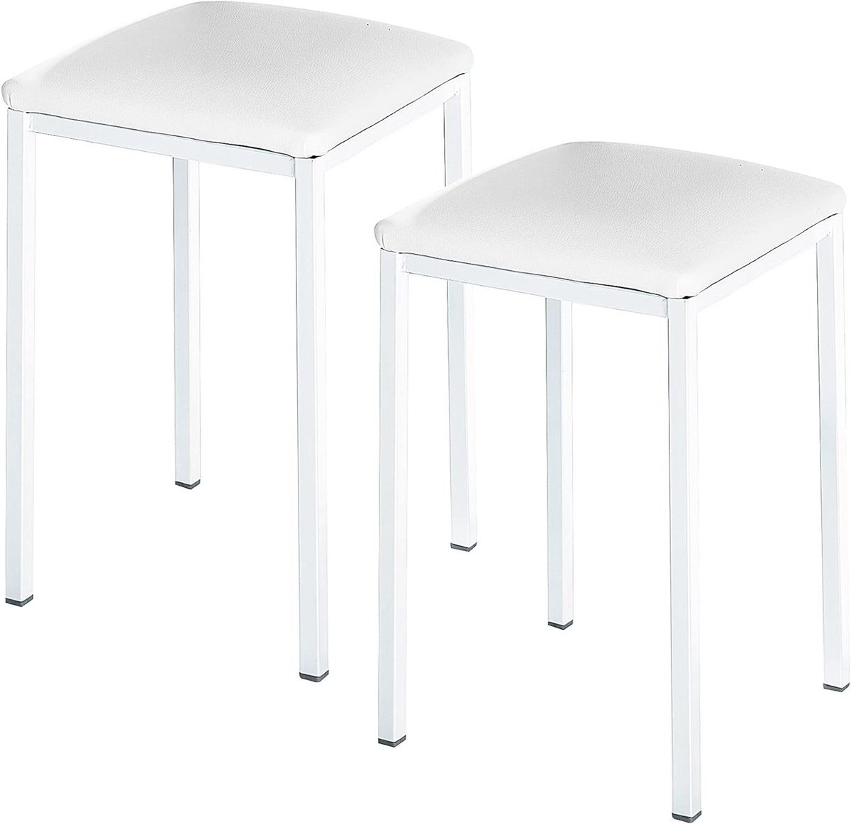 Keukenkrukken - Keukenstoelen - Aanvulling Keukentafel - Gevoerd Kunstleer - 45 cm - Wit