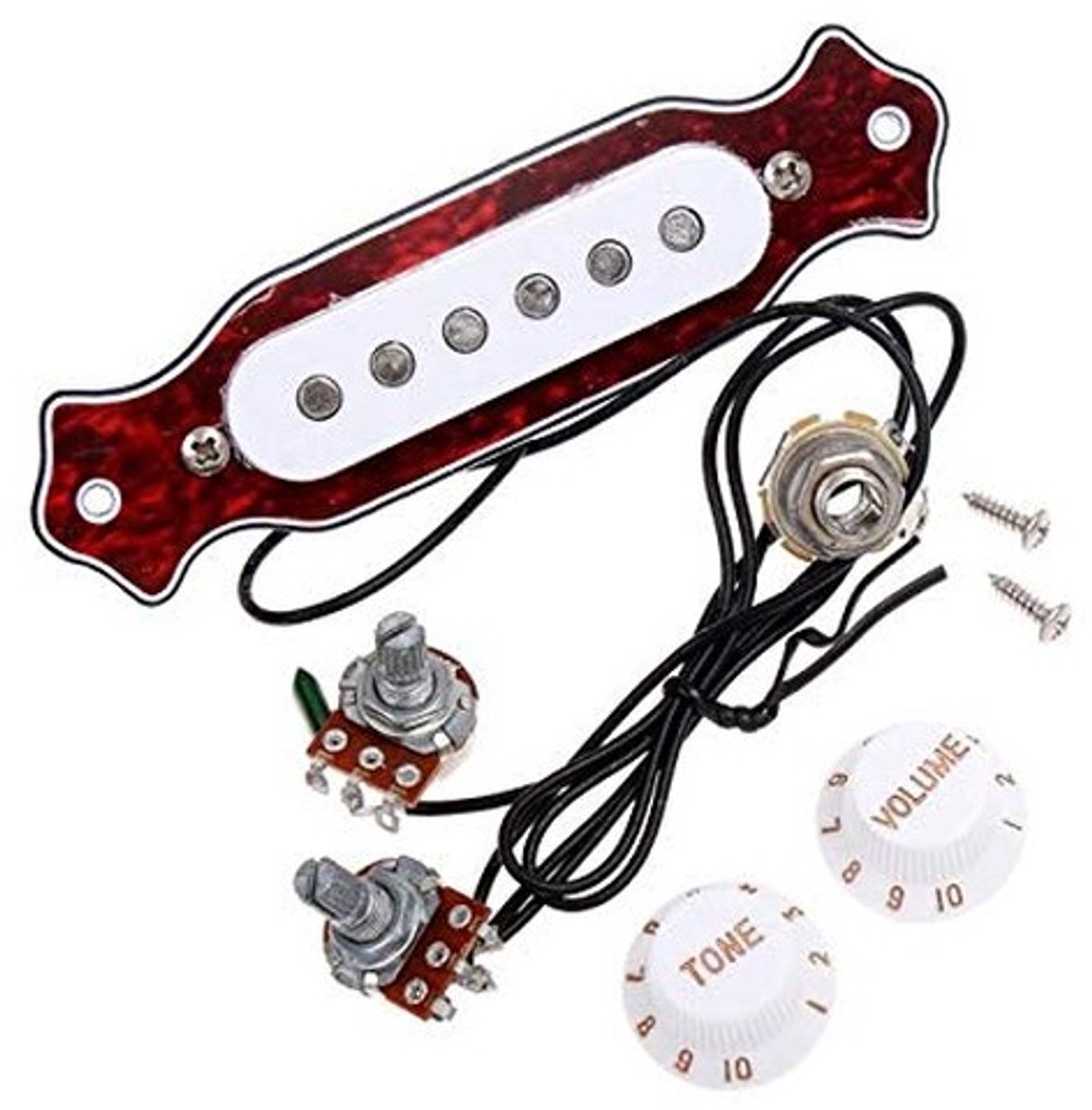 Allecto - Rode Cheloniaans Schelp Luidsprekergat Pickup - Gemakkelijk te installeren - Compact formaat - Akoestische en elektrische gitaar - Hoogwa...