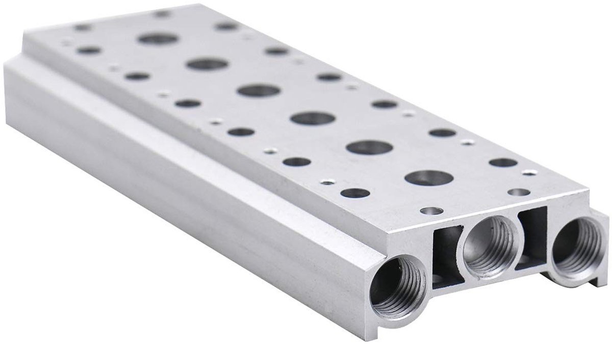 Allecto - Aluminium Blok Spruitstuk - Pneumatische Klepbasis - Compact - Solenoïde Kleppen - Corrosiebestendig - Geschikt voor 4V210 Serie - 16,2 x...