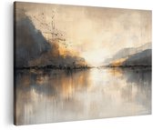 Artaza Tableau sur Toile Paysage Abstrait - Beige, Gris et Or - 120x80 cm - Grand - Décoration Murale Salon - Tableaux - Décoration Murale