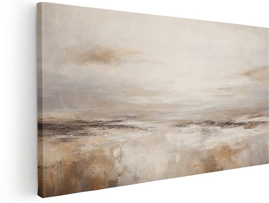 Artaza Tableau sur toile Paysage abstrait - Gris et marron - 120x60 cm - Grand - Décoration murale salon - Tableaux - Décoration murale