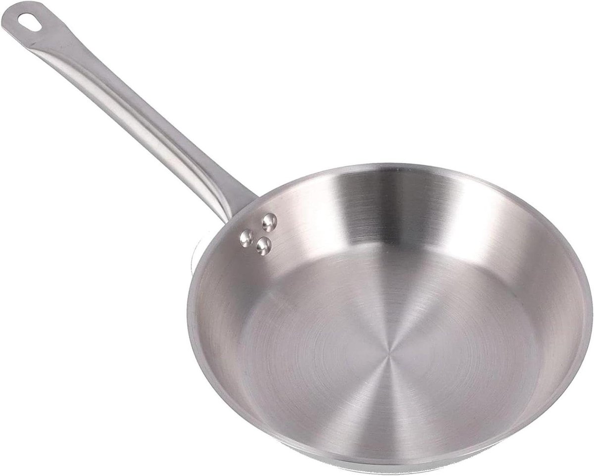 Koekenpan RVS - Koekenpan inductie - Gezond Koken - Aluminium warmtebodem - Ø 28 x 5 cm - Grijs