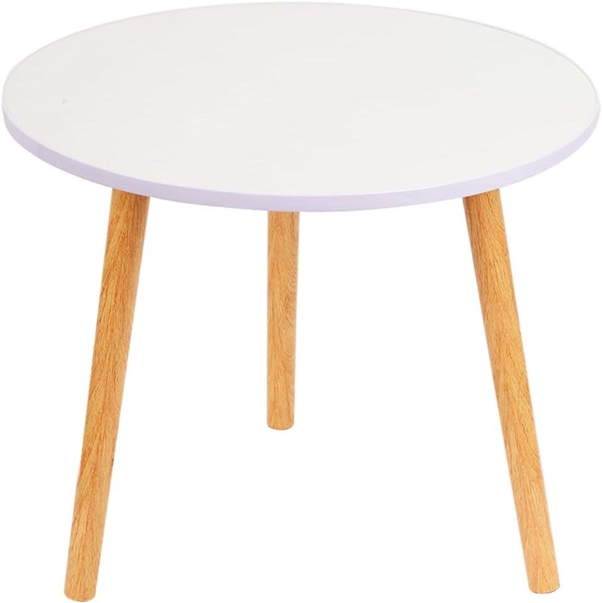 Ronde Salontafel - Bijzettafel Balkon - Koffie Drinken - Scandinavisch Design - 50 x 50 x 40 cm - Wit