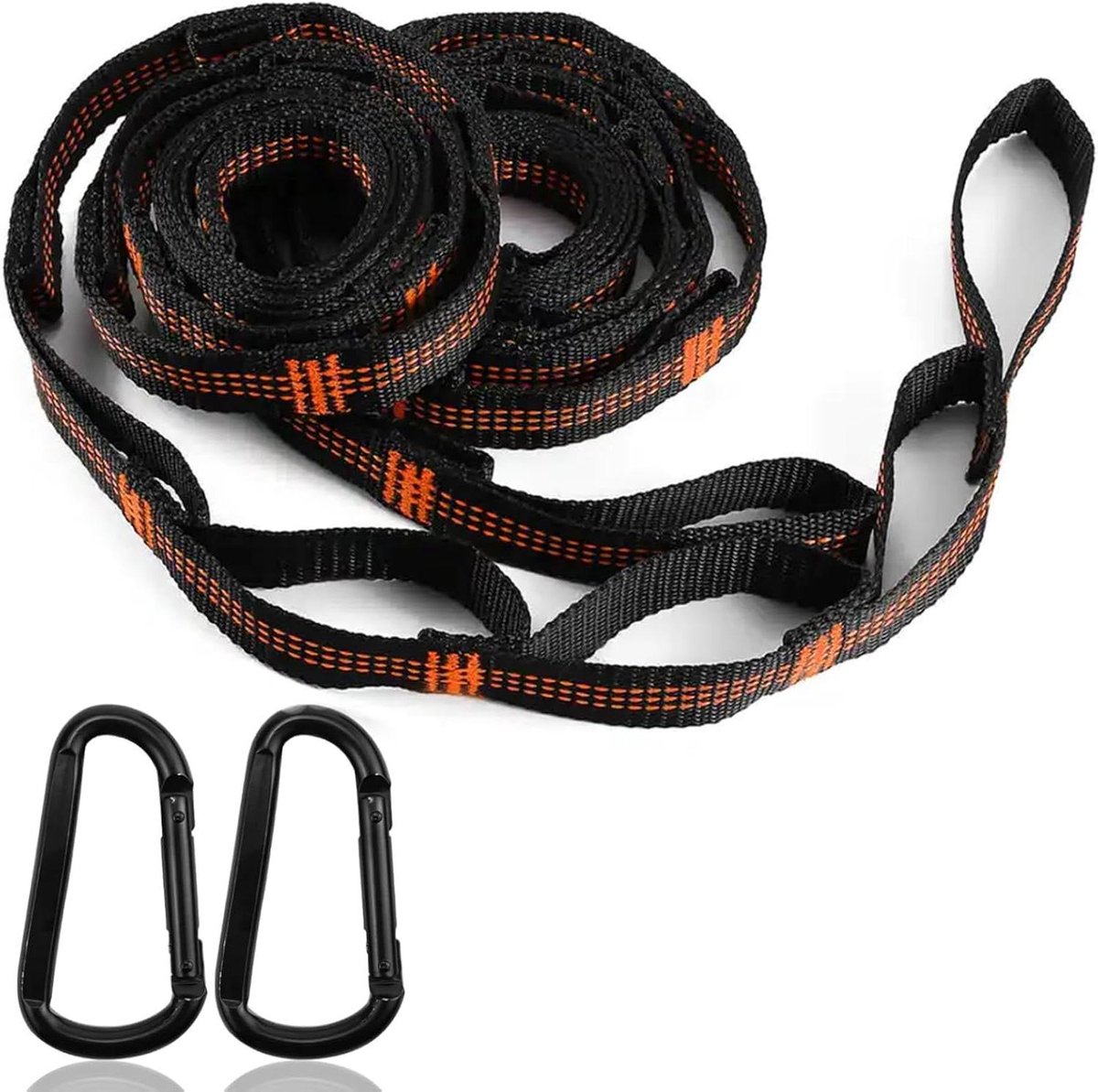 Hangmat Bevestiging - Therapieschommel Ophanging - Outdoor Ontspanning - Robuuste D-ring Haken - 4 Stuks 1.5m - Zwart