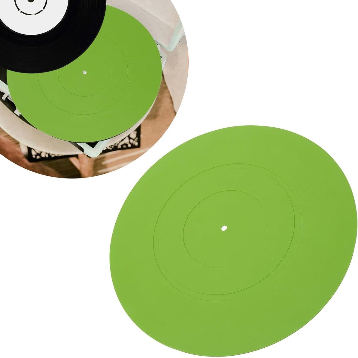 Draaitafelmat Rubber - Platenspeler Mat - Platen Afspelen - Vibratie Absorberend - 12 Inch - Groen