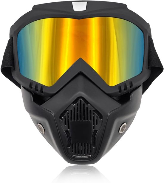 Motorbril, winddichte crossbril met afneembaar gezichtsmasker, motoraccessoires (goudkleurig)