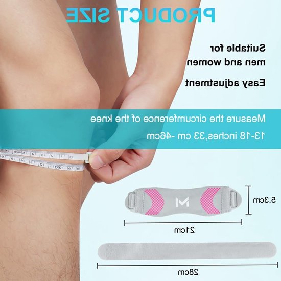 Verstelbare Patella Kniebrace voor Ondersteuning en Stabilisatie van de Patella Tendon, 2x Kniebandage voor Sport en Pijnverlichting, Geschikt voor Mannen en Vrouwen — afbeelding 5