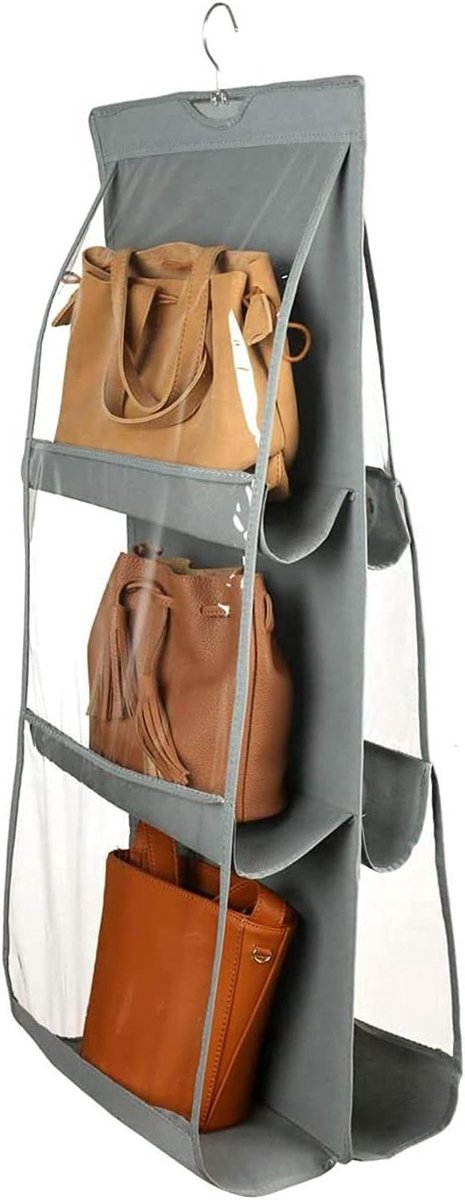 Handbag Organizer - Opberger Tassen - Kasten Opruimen - Stofvrij Ontwerp - 37cm x 84cm - Grijs