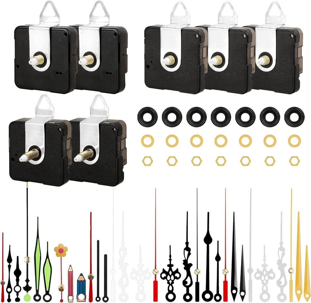 Klok Beweging Reparatie Set - Uurwerk Vervanging Klokonderdelen - Klokken Maken Repareren - Veegbeweging Stil - 7 Sets 12-21.5mm As