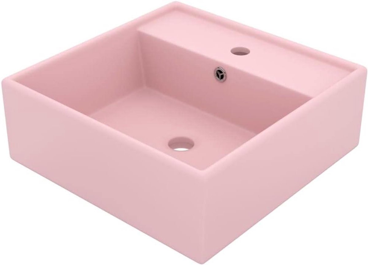 Keramische Wastafel - Waskom Badkamerbasin - Badkamer Inrichting - Matte Afwerking Luxe - 41 x 41 x 15 cm