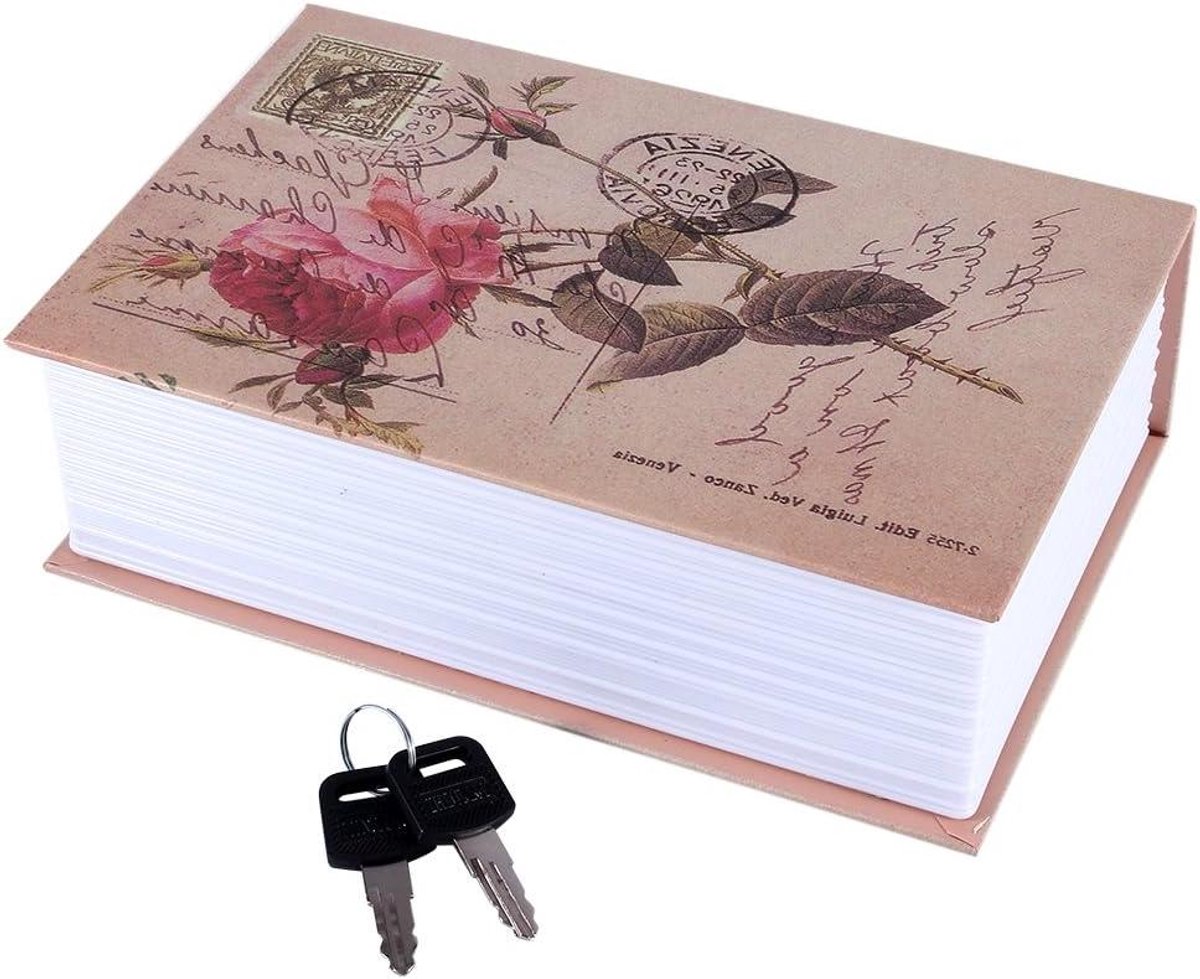 Boekenkluis - Geheime opbergdoos - Waardevolle spullen bewaren - Verwerkt als woordenboek - 18 x 11.5 x 5.5 cm - Roze