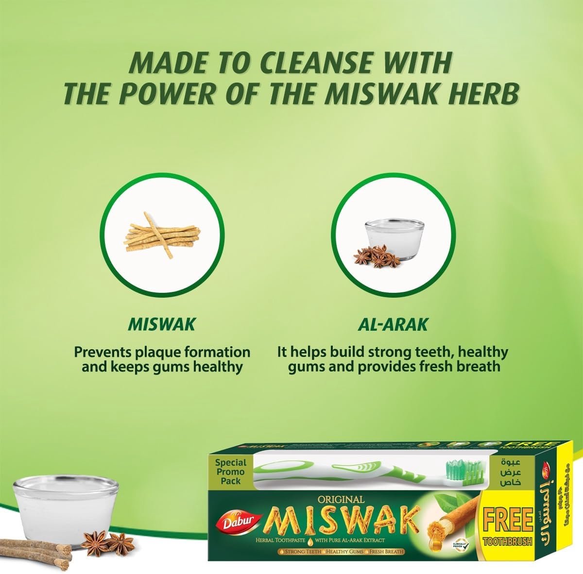 Dabur miswak tandpasta 190g met gratis tandenborstel