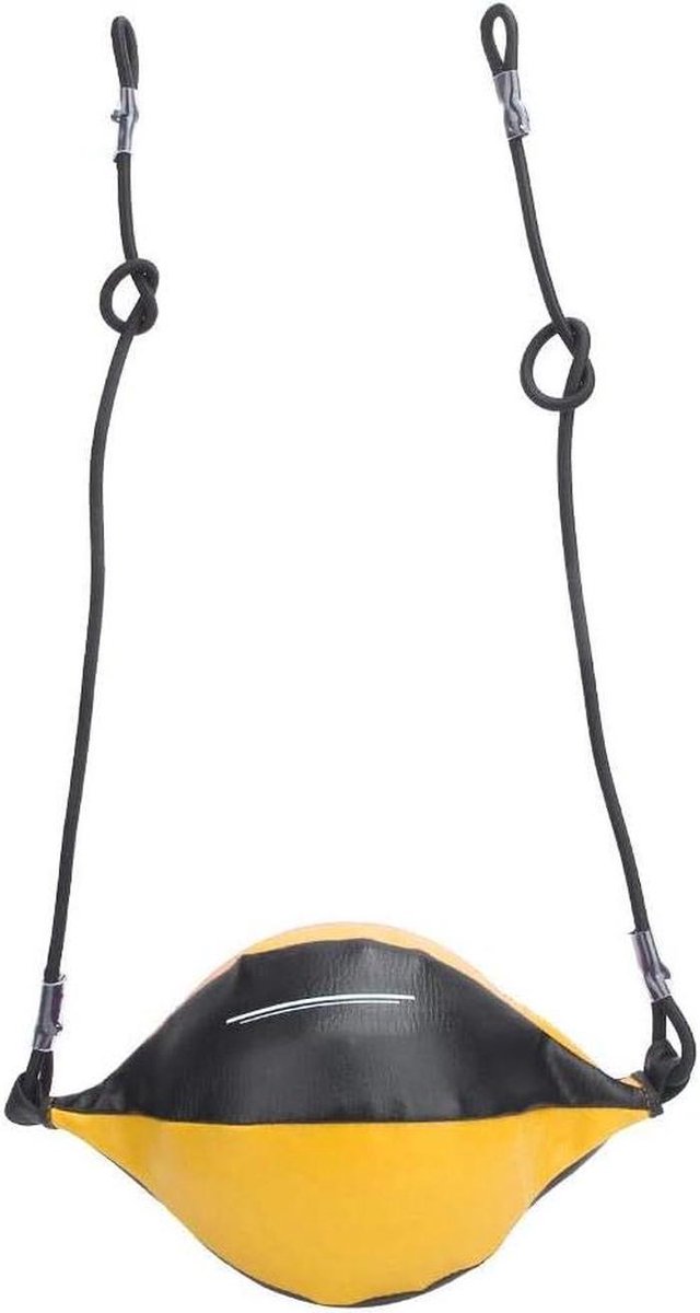 Opblaasbare Boksbal - Speedbag Boksen - Slagsnelheid Trainen - Dubbelzijdig Ophangsysteem - 30 cm Lengte - Zwart Geel