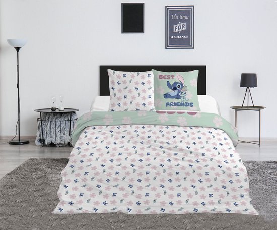 Beddengoed Stitch Disney 200x200 cm + 2 Slopen 65x65 cm Katoenmix Omkeerbaar - Best Friends Scrump - Officiële Licentie van Merkloos — afbeelding 2