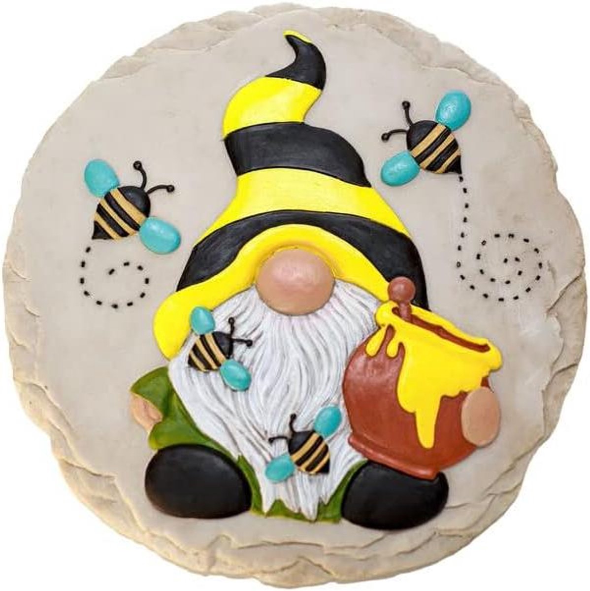 Tuin Stapsteen - Decoratieve steen - Tuin Verfraaien - Handgeschilderd - 24.5 cm diameter - Kabouter Bij