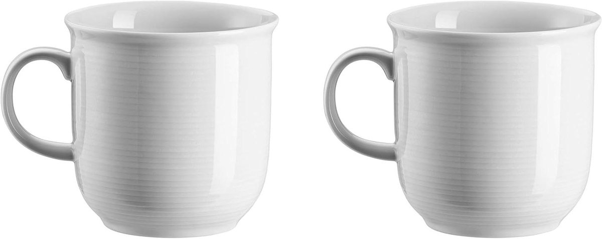 Beker met handvat - Grote mok - Koffie drinken - Magnetronbestendig - 2 stuks - Wit