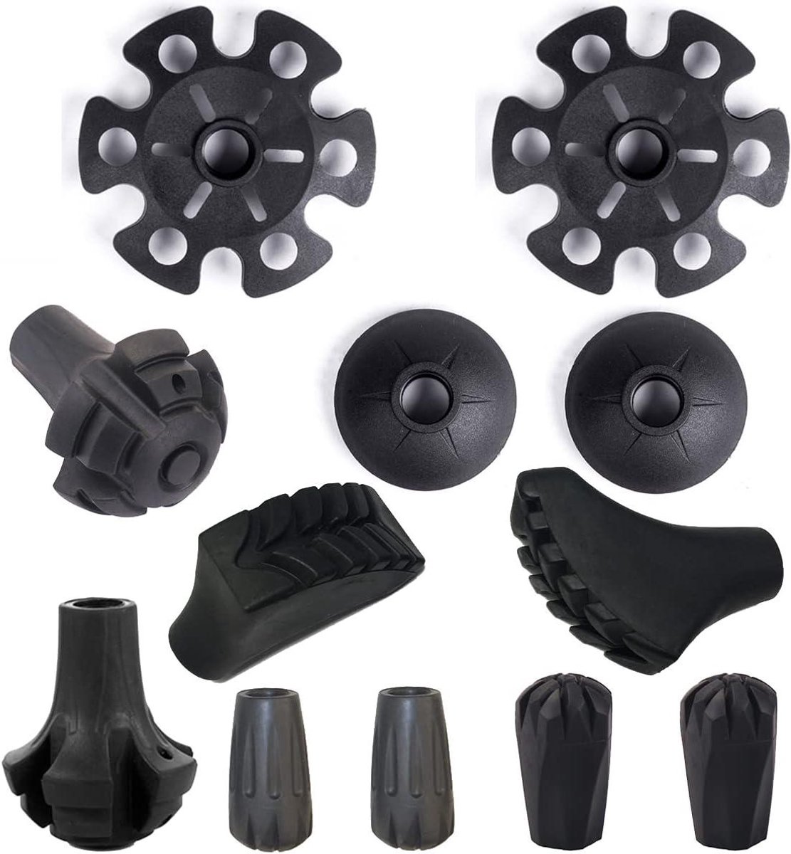 Trekkingstok Accessoires - Wandelstok Onderdelen - Stabiliteit Verbeteren - Universele Pasvorm - 12 Stuks - Zwart