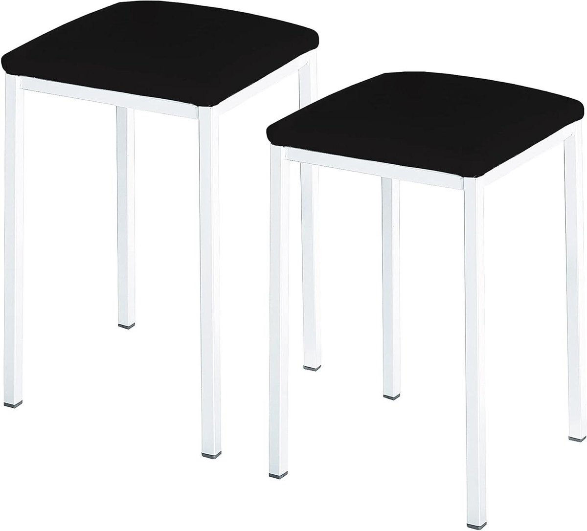 Keukenkruk - Barkruk Vierkant - Zitten aan Bar - Metalen Frame - 45 cm - Zwart