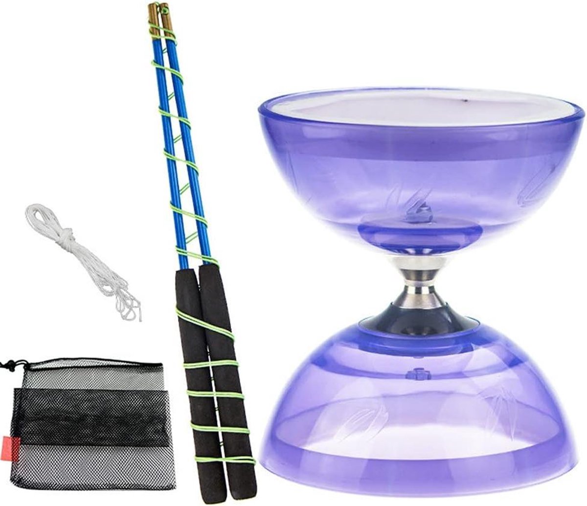 Drievoudige Lager Diabolo - Jojo Set - Balans Oefenen - Zacht Rubber Materiaal - 14.5 x 13.5 cm - Blauw