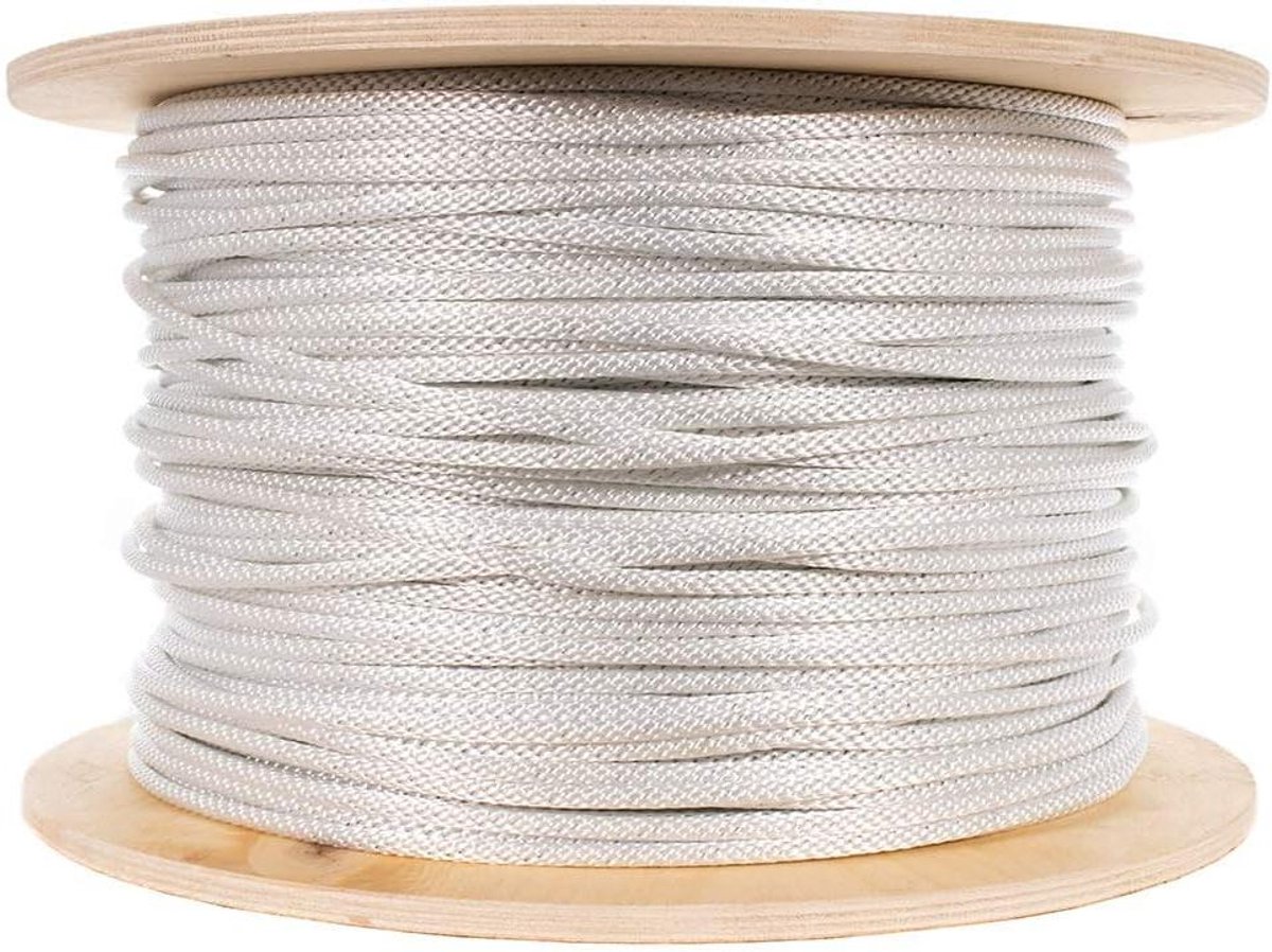 Gevlochten Nylon Touw - Scheepstouw Vlaggenmast - Vastzetten en Hijsen - Gegalvaniseerde Staalkern - 3/16 Inch 100 Voet - Wit