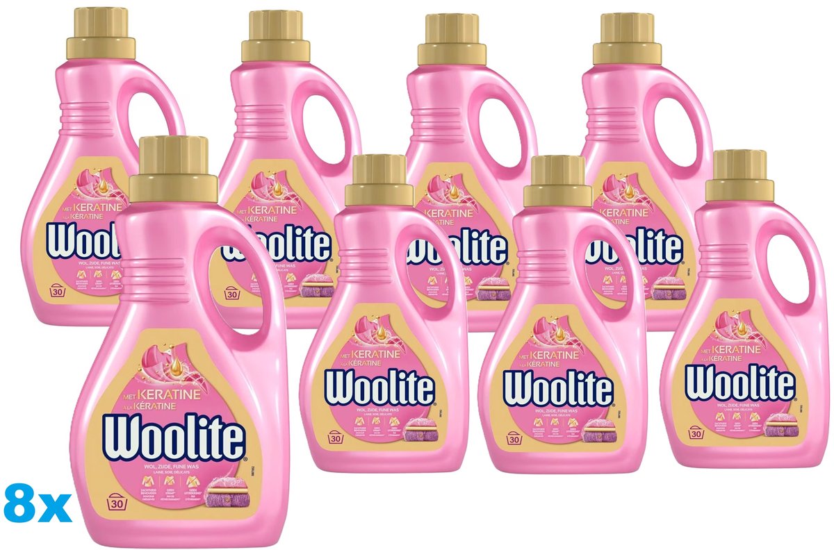 Woolite Wasmiddel Wol en Zijde met Keratine 30 wasbeurten 1,5 liter - Voordeelverpakking - 8 stuks