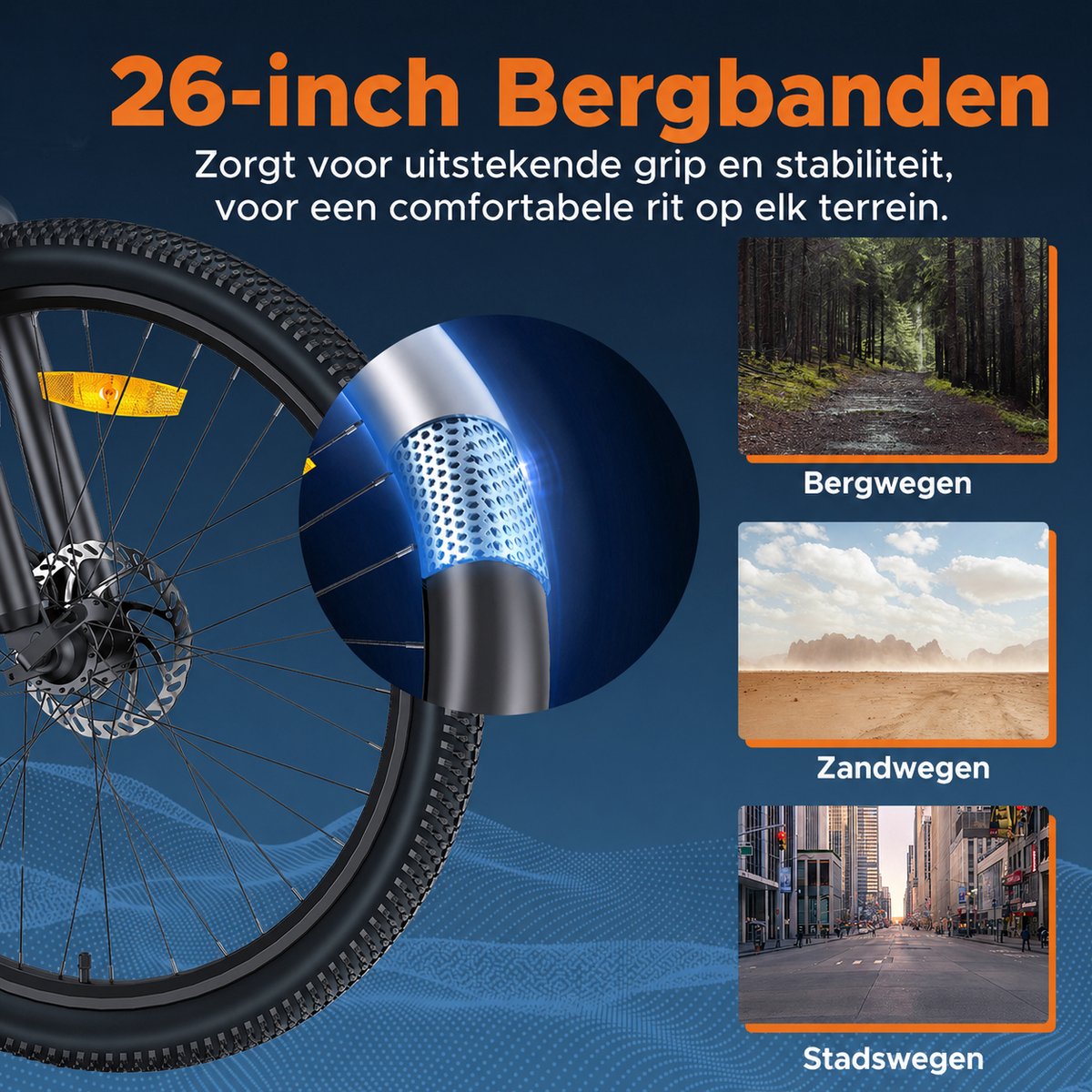 Hillmiles MileTrail 1 E-Bike - 26 inch - 80km actieradius - 250W motor - grijs – foto 4