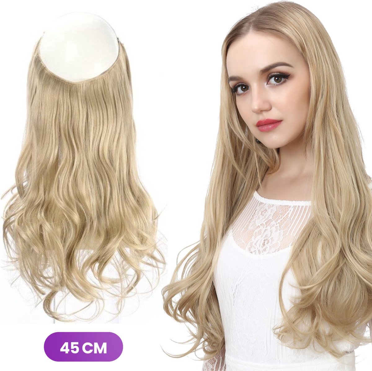Nifkos - Premium Hair Extensions - Extension - Haarstuk - Blond Golvend Haar - Haren Vrouw - Haarstukje - 45 cm