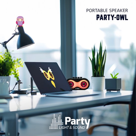 Party Light & Sound - PARTY-OWL - Bluetooth Speaker met LED in Uil Design op Batterij - USB, MicroSD, AUX - Mat Zwart van PARTY LIGHT & SOUND — afbeelding 4